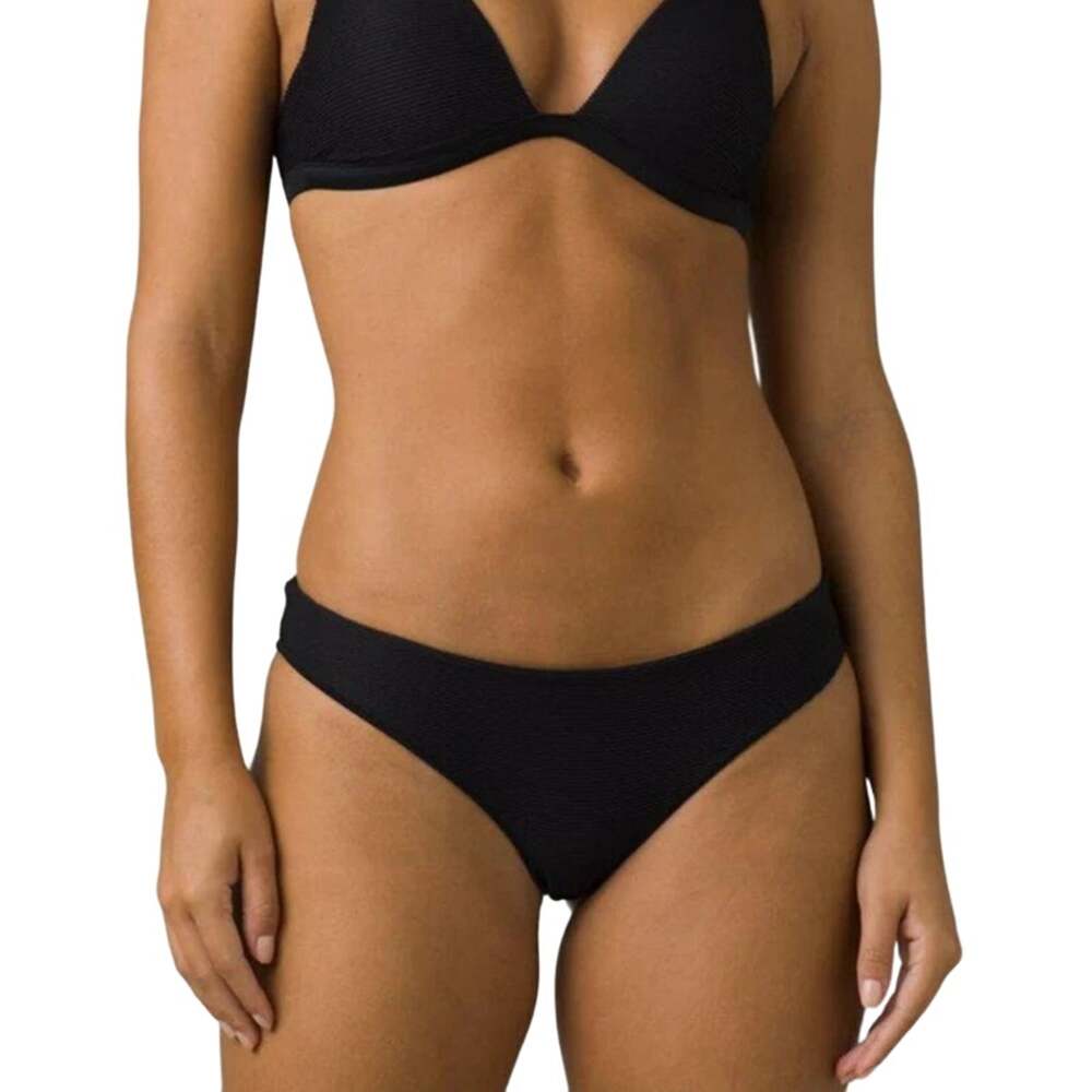 PrAna Size Large Black Gemma Swim Ottoman Ribbed Bikini Swimwear Bottom RQ1-11